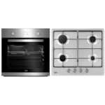 Set Cuptor incorporabil Beko BSE22130X, Electric, 71 l, Clasa A, Timer, Inox + Plita incorporabila Beko HIAG64223SX, Gaz, 4 arzatoare, 60 cm, Inox
