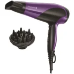 Uscator de par Remington D3190, 2200 W, Ionizare, 3 Trepte temperatura, 2 Viteze, Concentrator, Difuzor, Negru/Mov