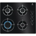 Plita incorporabila Electrolux KGG6407K, Gaz, 4 arzatoare, Aprindere electrica, Dispozitiv de siguranta, Gratare fonta, 60 cm, Sticla neagra