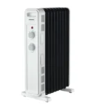 Calorifer electric cu ulei Heinner HOH-M11WH-BK, 11 elementi, 2500 W, 3 setari de temperatura, Termostat ajustabil, Protectie supraincalzire, Alb/Negru